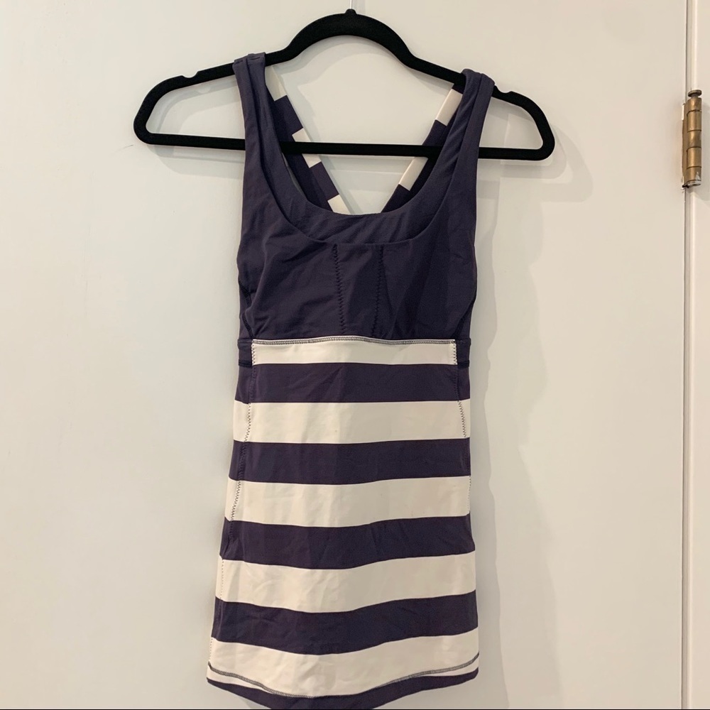 Lululemon Striped Purple and White Workout Top 6